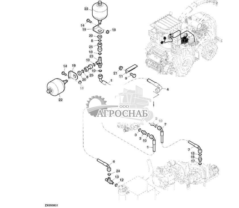 ACCUMULATOR (HHC) FOR IVLOC TRANSMISSION WITH OPTIONAL HHC VALVE WITH LATERAL TILT 